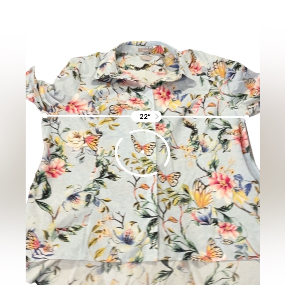 Chico’s No-Iron Cotton “Butterfly Garden” Shirt • Size 3 (16-18) - Picture 10 of 10